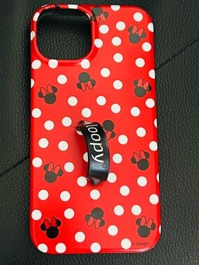 Loopy Disney Red Minnie Mouse Polka Dot Phone Case with Black Ring Holder